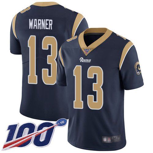 #13 Limited Kurt Warner Navy Blue Football Home Men's Jersey Los Angeles Ra