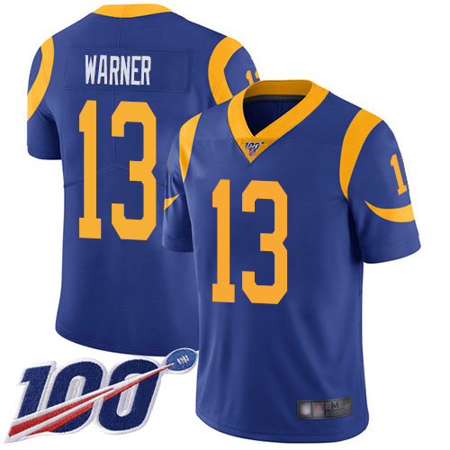 #13 Limited Kurt Warner Royal Blue Football Alternate Men's Jersey Los Ange