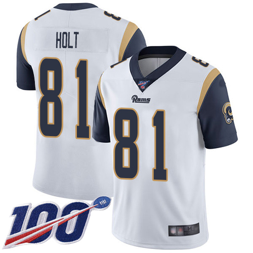 #81 Limited Torry Holt White Football Road Men's Jersey Los Angeles Rams Va