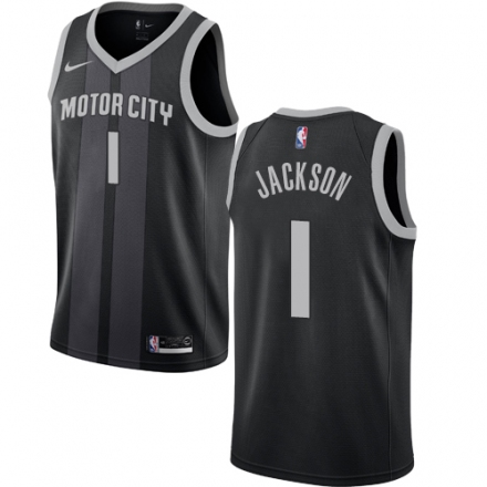 Men Nike Detroit Pistons #1 Reggie Jackson Black NBA Jersey - City Edition