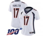 #17 Limited DaeSean Hamilton White Football Road Women's Jersey Denver Broncos Vapor Untouchable 100th Season