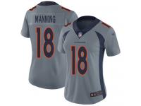 #18 Limited Peyton Manning Silver Football Women's Jersey Denver Broncos Inverted Legend