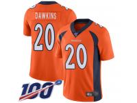 #20 Limited Brian Dawkins Orange Football Home Youth Jersey Denver Broncos Vapor Untouchable 100th Season