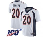 #20 Limited Brian Dawkins White Football Road Youth Jersey Denver Broncos Vapor Untouchable 100th Season