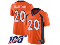 #20 Limited Duke Dawson Orange Football Home Men's Jersey Denver Broncos Vapor Untouchable 100th Season