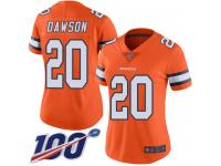 #20 Limited Duke Dawson Orange Football Women's Jersey Denver Broncos Rush Vapor Untouchable 100th Season