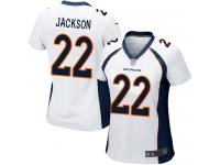 #22 Game Kareem Jackson White Football Road Women's Jersey Denver Broncos