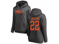 #22 Kareem Jackson Ash Football One Color Women's Denver Broncos Pullover Hoodie