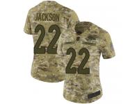 #22 Limited Kareem Jackson Camo Football Women's Jersey Denver Broncos 2018 Salute to Service