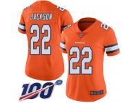 #22 Limited Kareem Jackson Orange Football Women's Jersey Denver Broncos Rush Vapor Untouchable 100th Season