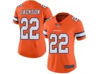 #22 Limited Kareem Jackson Orange Football Women's Jersey Denver Broncos Rush Vapor Untouchable