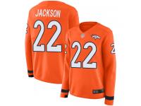 #22 Limited Kareem Jackson Orange Football Women's Jersey Denver Broncos Therma Long Sleeve