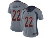 #22 Limited Kareem Jackson Silver Football Women's Jersey Denver Broncos Inverted Legend