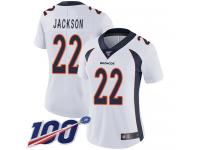 #22 Limited Kareem Jackson White Football Road Women's Jersey Denver Broncos Vapor Untouchable 100th Season