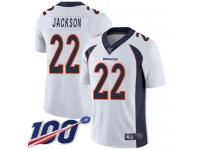 #22 Limited Kareem Jackson White Football Road Youth Jersey Denver Broncos Vapor Untouchable 100th Season