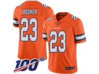 #23 Limited Devontae Booker Orange Football Youth Jersey Denver Broncos Rush Vapor Untouchable 100th Season