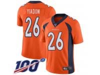 #26 Limited Isaac Yiadom Orange Football Home Men's Jersey Denver Broncos Vapor Untouchable 100th Season