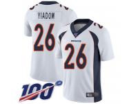 #26 Limited Isaac Yiadom White Football Road Youth Jersey Denver Broncos Vapor Untouchable 100th Season