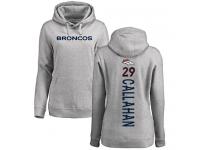 #29 Bryce Callahan Ash Football Backer Women's Denver Broncos Pullover Hoodie