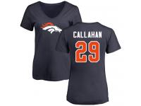 #29 Bryce Callahan Navy Blue Football Name & Number Logo Women's Denver Broncos T-Shirt