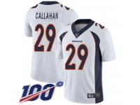 #29 Limited Bryce Callahan White Football Road Men's Jersey Denver Broncos Vapor Untouchable 100th Season