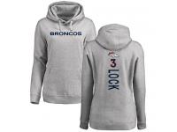 #3 Drew Lock Ash Football Backer Women's Denver Broncos Pullover Hoodie