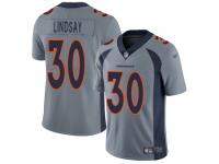 #30 Limited Phillip Lindsay Silver Football Men's Jersey Denver Broncos Inverted Legend