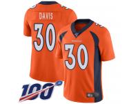 #30 Limited Terrell Davis Orange Football Home Men's Jersey Denver Broncos Vapor Untouchable 100th Season