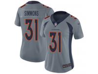 #31 Limited Justin Simmons Silver Football Women's Jersey Denver Broncos Inverted Legend