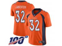 #32 Limited Andy Janovich Orange Football Home Youth Jersey Denver Broncos Vapor Untouchable 100th Season