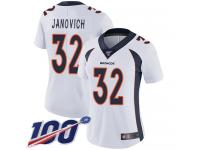 #32 Limited Andy Janovich White Football Road Women's Jersey Denver Broncos Vapor Untouchable 100th Season