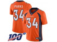 #34 Limited Will Parks Orange Football Home Men's Jersey Denver Broncos Vapor Untouchable 100th Season