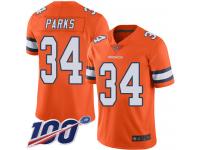 #34 Limited Will Parks Orange Football Men's Jersey Denver Broncos Rush Vapor Untouchable 100th Season