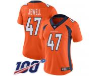 #47 Limited Josey Jewell Orange Football Home Women's Jersey Denver Broncos Vapor Untouchable 100th Season