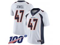 #47 Limited Josey Jewell White Football Road Men's Jersey Denver Broncos Vapor Untouchable 100th Season