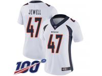 #47 Limited Josey Jewell White Football Road Women's Jersey Denver Broncos Vapor Untouchable 100th Season