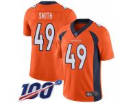 #49 Limited Dennis Smith Orange Football Home Men's Jersey Denver Broncos Vapor Untouchable 100th Season