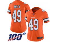 #49 Limited Dennis Smith Orange Football Women's Jersey Denver Broncos Rush Vapor Untouchable 100th Season