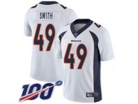 #49 Limited Dennis Smith White Football Road Youth Jersey Denver Broncos Vapor Untouchable 100th Season