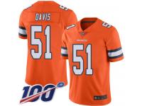 #51 Limited Todd Davis Orange Football Men's Jersey Denver Broncos Rush Vapor Untouchable 100th Season