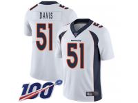 #51 Limited Todd Davis White Football Road Men's Jersey Denver Broncos Vapor Untouchable 100th Season