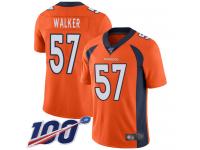 #57 Limited Demarcus Walker Orange Football Home Men's Jersey Denver Broncos Vapor Untouchable 100th Season