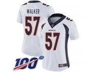 #57 Limited Demarcus Walker White Football Road Women's Jersey Denver Broncos Vapor Untouchable 100th Season