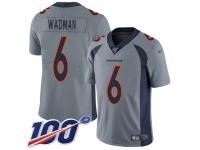 #6 Limited Colby Wadman Silver Football Men's Jersey Denver Broncos Inverted Legend 100th Season