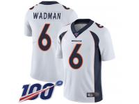 #6 Limited Colby Wadman White Football Road Men's Jersey Denver Broncos Vapor Untouchable 100th Season