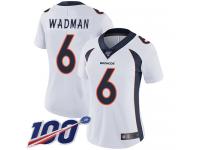 #6 Limited Colby Wadman White Football Road Women's Jersey Denver Broncos Vapor Untouchable 100th Season