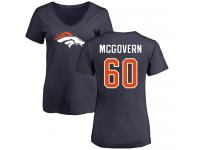 #60 Connor McGovern Navy Blue Football Name & Number Logo Women's Denver Broncos T-Shirt