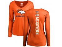 #60 Connor McGovern Orange Football Backer Women's Denver Broncos Long Sleeve T-Shirt