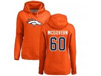 #60 Connor McGovern Orange Football Name & Number Logo Women's Denver Broncos Pullover Hoodie