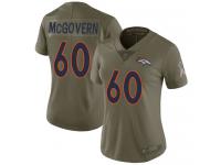 #60 Limited Connor McGovern Olive Football Women's Jersey Denver Broncos 2017 Salute to Service